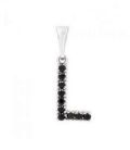 Підвіска "Літера L" чорні циркони родіум