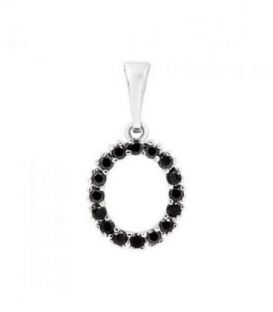 Подвеска "Буква O" чёрные цирконы родиум
