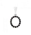 Подвеска "Буква O" чёрные цирконы родиум