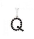 Подвеска "Буква Q" чёрные цирконы родиум