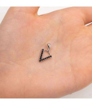 Подвеска "Буква V" чёрные цирконы родиум