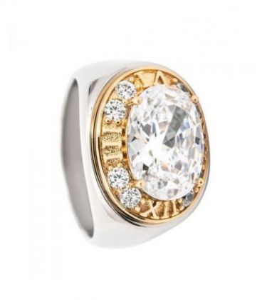 Кільце Xuping печатка лимонна позолота і родій з великим каменем