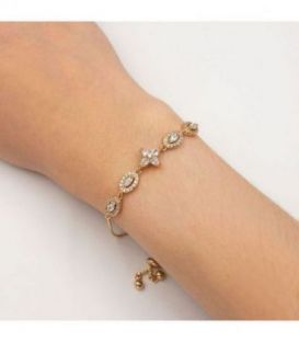 Браслет лимонна позолота, ланцюжок візантійське плетіння з підвісками