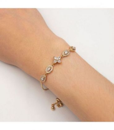 Браслет лимонна позолота, ланцюжок візантійське плетіння з підвісками