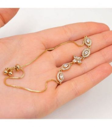 Браслет лимонна позолота, ланцюжок візантійське плетіння з підвісками