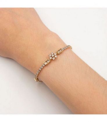 Браслет лимонная позолота, цепочка, византийское плетение