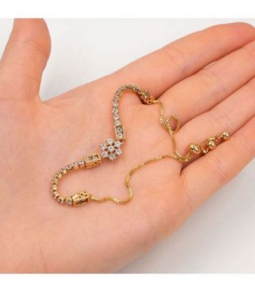 Браслет лимонная позолота, цепочка, византийское плетение