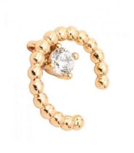 Сережка-каффа лимонна позолота з камінчиком