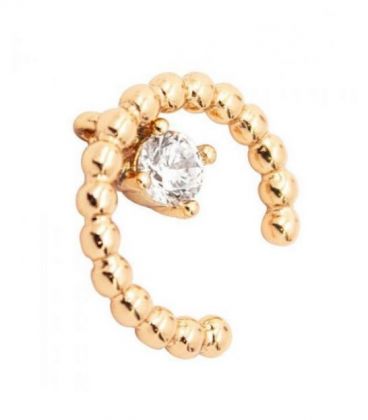 Сережка-каффа лимонная позолота с камушком