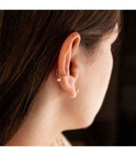 Сережка-каффа лимонна позолота з камінчиком