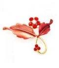 Брошка "Квіточка" червоні стрази