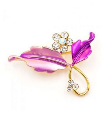 Брошь "Цветочек" белые стразы