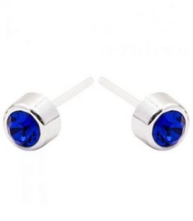 Сережки-гвоздики із синім цирконом пластик