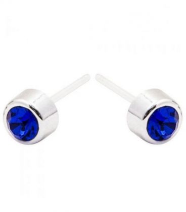 Серьги-гвоздики с синим цирконом пластик