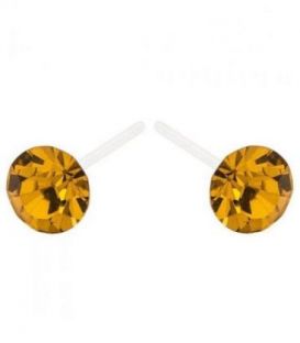 Сережки-гвоздики з цирконом шампань пластик