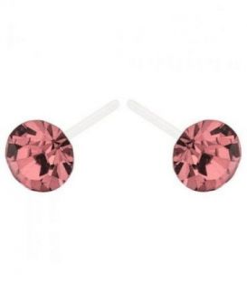 Сережки-гвоздики з фіолетовим цирконом пластик