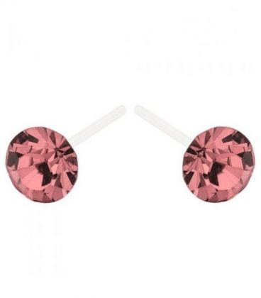 Серьги-гвоздики с лиловым цирконом пластик