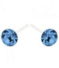 Сережки-гвоздики з блакитним цирконом пластик