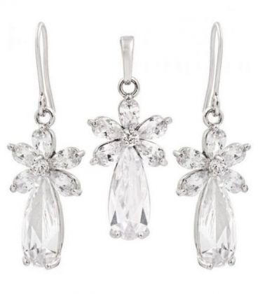 Набор "Капельки на цветке" родий