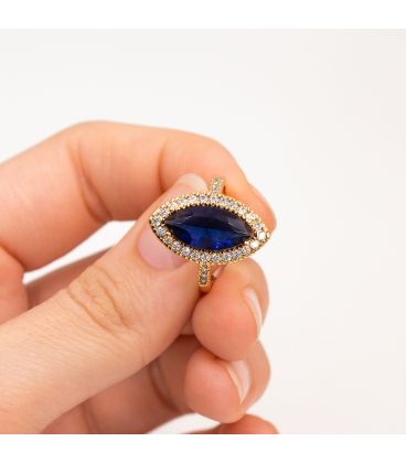 Кільце Xuping лимонна позолота Маркіз з синім цирконом медичне золото