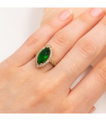 Кільце Xuping лимонна позолота Маркіз із зеленим цирконом медичне золото