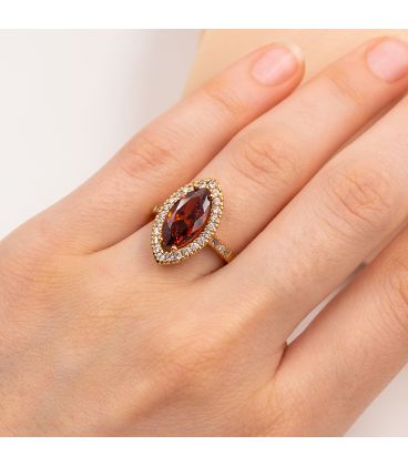 Кільце Xuping лимонна позолота Маркіз із червоним цирконом медичне золото