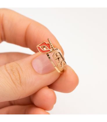 Кольцо (позолота) Парное, поцелуй (сталь)