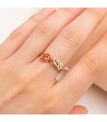 Кольцо (позолота) Парное, поцелуй (сталь)