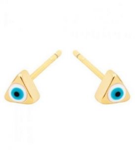 Сережки-гвоздики "Lucky eye" від пристріту лимонна позолота