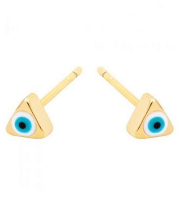 Серёжки-гвоздики " Lucky eye" от сглаза лимонная позолота