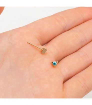 Серёжки-гвоздики " Lucky eye" от сглаза лимонная позолота