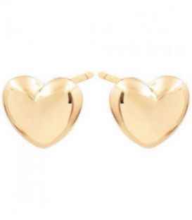 Серёжки-гвоздики лимонная позолота «Сердца»