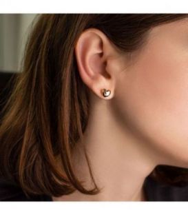 Серёжки-гвоздики лимонная позолота «Сердца»