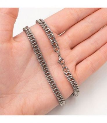 Цепочка-плетение «Двойное панцирное» 0,6*45 см родий