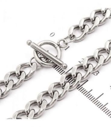 Ланцюжок-плетіння «Панцирне об'ємне із вставкою коло на паличці» 0,8*44 см родій