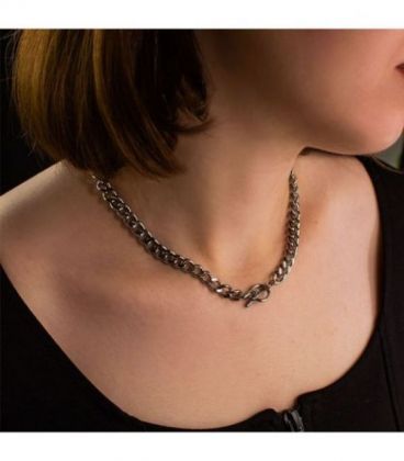 Ланцюжок-плетіння «Панцирне об'ємне із вставкою коло на паличці» 0,8*44 см родій