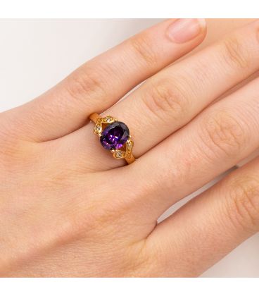 Кільце лимонна позолота "Овальний камінь"