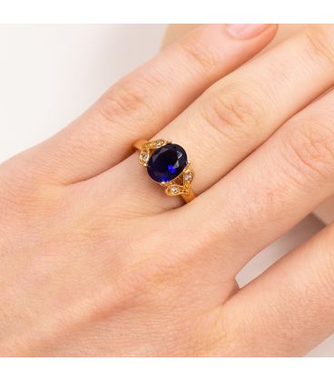 Кольцо лимонная позолота "Овальный камень"