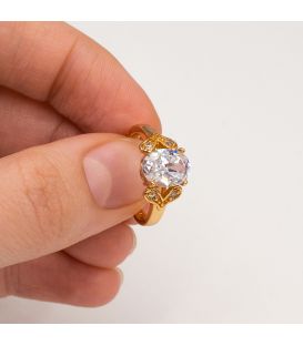 Кільце лимонна позолота "Овальний камінь"