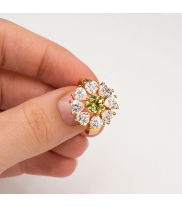 Кольцо лимонная позолота "Круглый цветок"