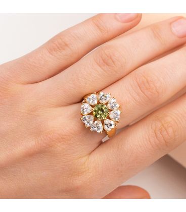 Кільце лимонна позолота "Кругла квітка"