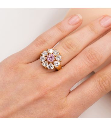 Кільце лимонна позолота "Кругла квітка" 16 розмір