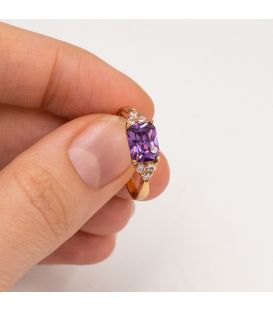 Кільце позолота прямокутний камінь