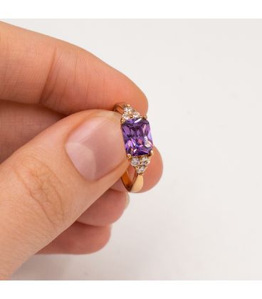 Кільце позолота прямокутний камінь