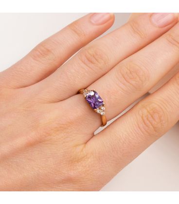 Кільце позолота прямокутний камінь