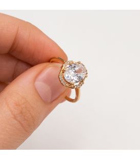 Кільце лимонна позолота "Овальний камінь"