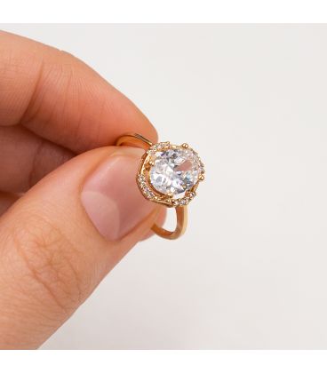 Кільце лимонна позолота "Овальний камінь"