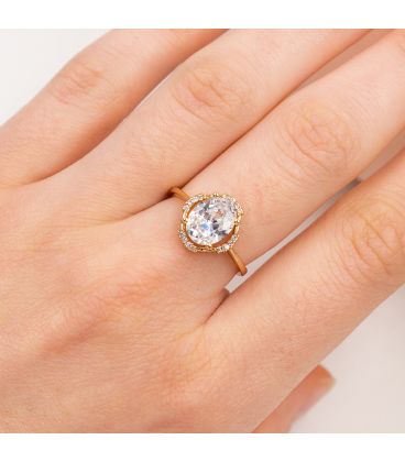 Кольцо лимонная позолота "Овальный камень"