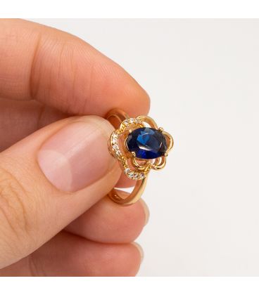 Кільце лимонна позолота "Овальний камінь"