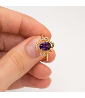 Кільце лимонна позолота "Овальний камінь"